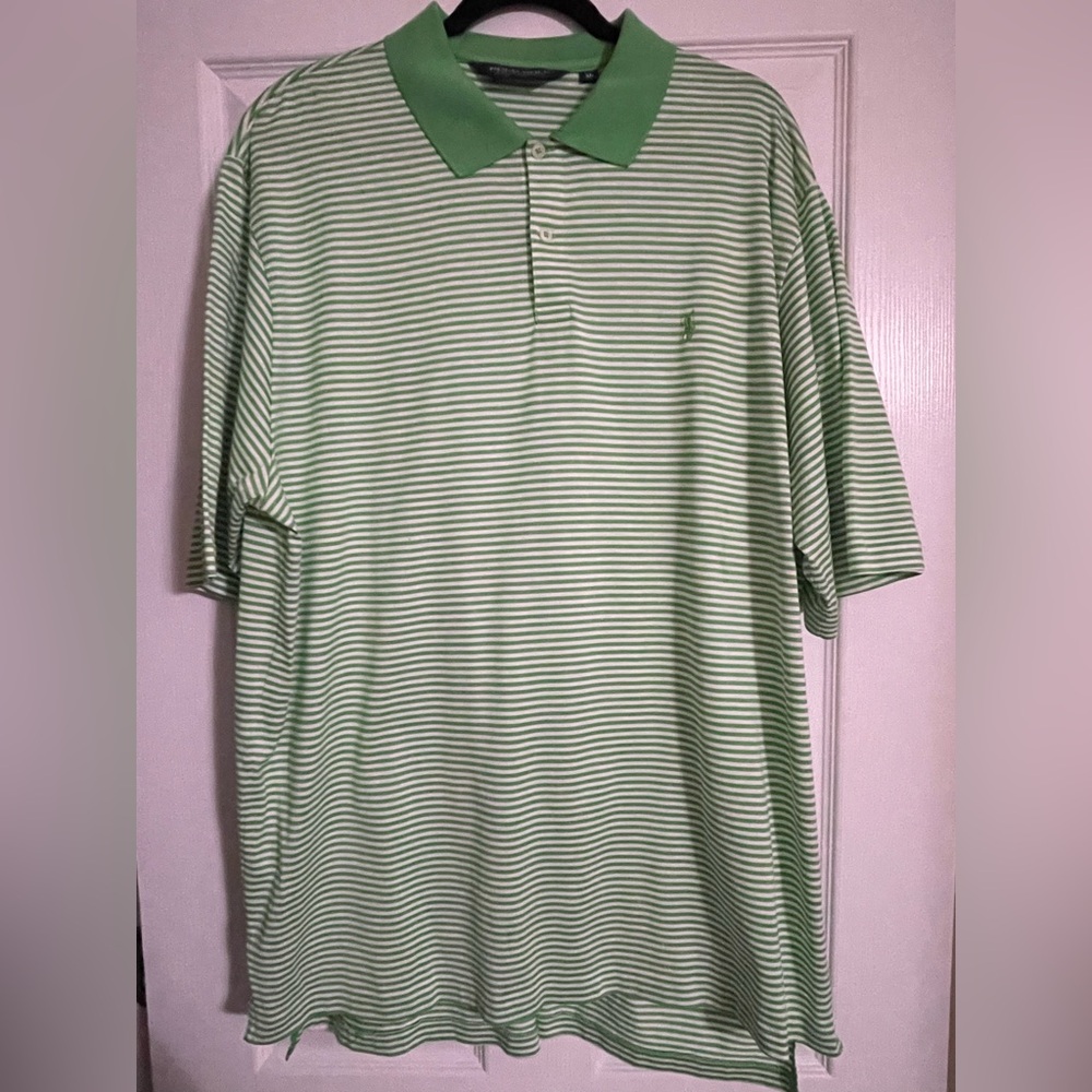 POLO GOLF green striped polo shirt-Size XL- EUC